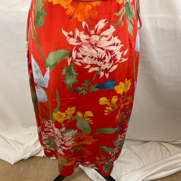 Alice + Olivia Wrap Dress 6 Floral Red Blue Green Yellow Orange Sleeveless - Picture 11 of 12